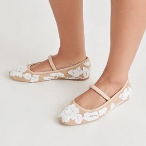 Dolce Vita Beige and White Floral Flats